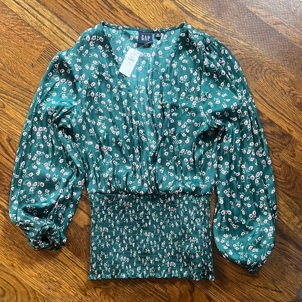GAP Teal Floral Women's Blouse